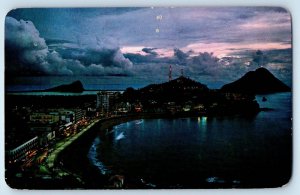 Sinaloa Mexico Postcard Twilight Settles Over Mazatlán's Olas Altas c1950's