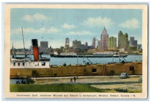 1938 Government Deck Detroit Downtown Windsor Ontario Canada Postcard