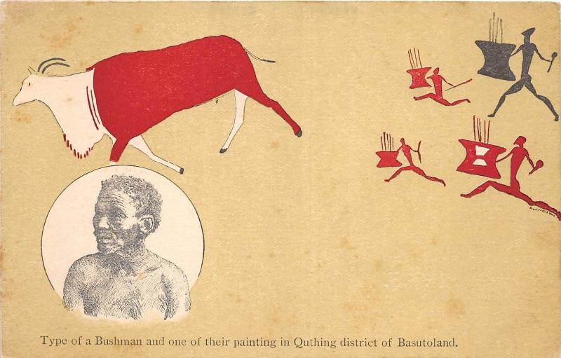 BG32750 types of a bushman painting in quthing district of basutoland lesotho