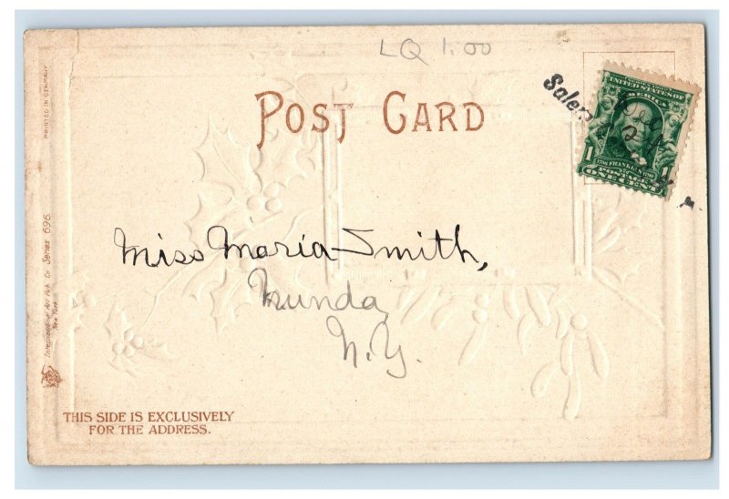 Circa 1910 Christmas Angel Missle Toes Vintage Postcard P108E