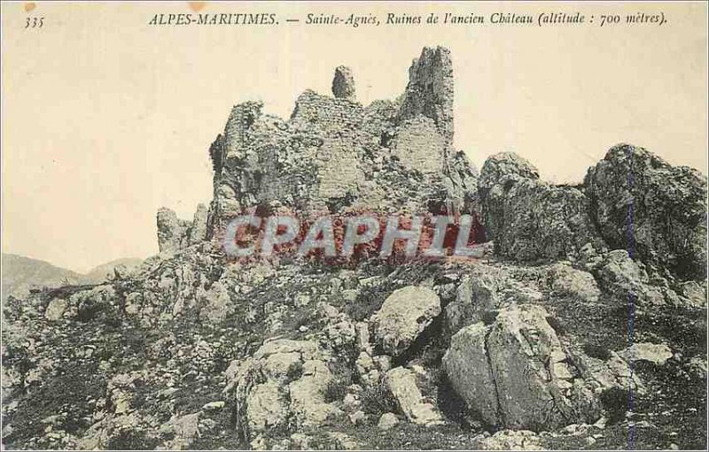 Old Postcard Alpes Maritimes Sainte Agnes Ruins of the Old Chateau (Altitude ...