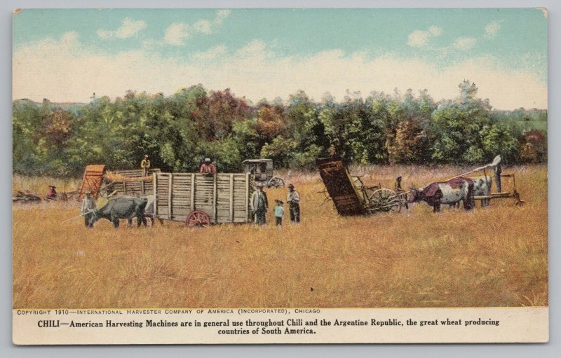 Farm~Chili American Harvesting Machines~South America~Vintage Postcard 