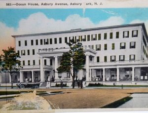 Asbury Park Ocean House Hotel Building NJ Postcard New Jersey Beach Town Resort