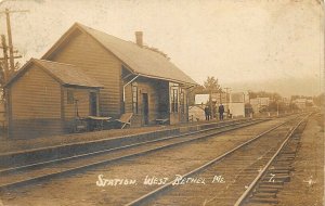 West Bethel ME Railroad Station Train Depot Real Photo Postcard