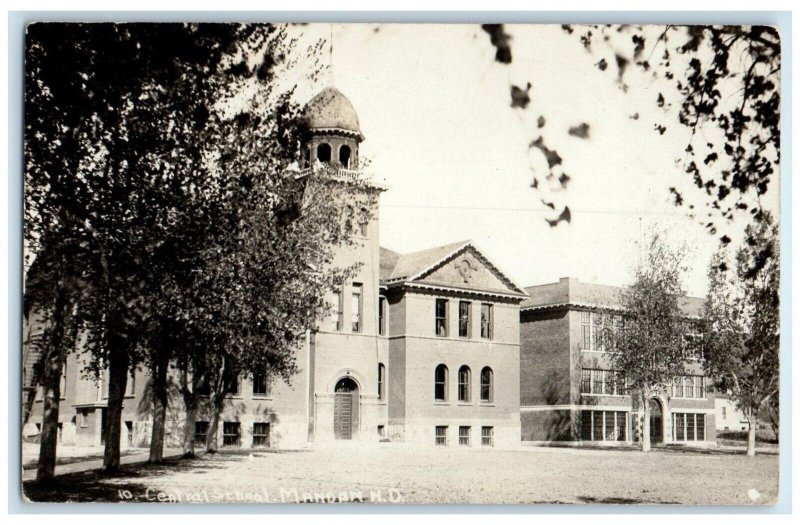 c1910's Central School Building Mandan South Dakota RPPC Photo Antique Postcard