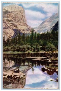 c1950's Mirror Lake, Yosemite National Park California CA Postcard