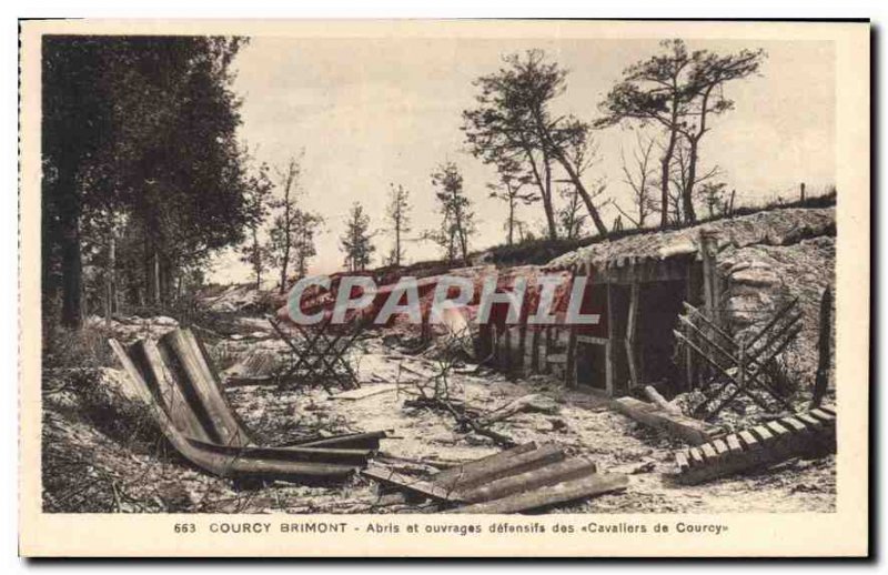 Old Postcard Courcy Brimont shelters and defensive Work of Cavallers Courcy