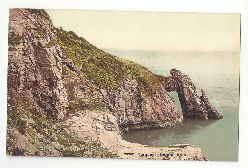 UK Torquay Devon Natural Arch Rock Formation Vtg Photochrom Postcard