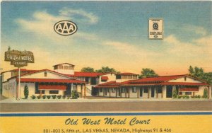 Postcard Nevada Las Vegas Old West Motel Court occupation MWM Linen 23-8331