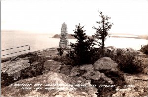 RPPC A Bartlett Kin Memorial, Lake Superior Sugar Loaf Mountain MI Postcard X51