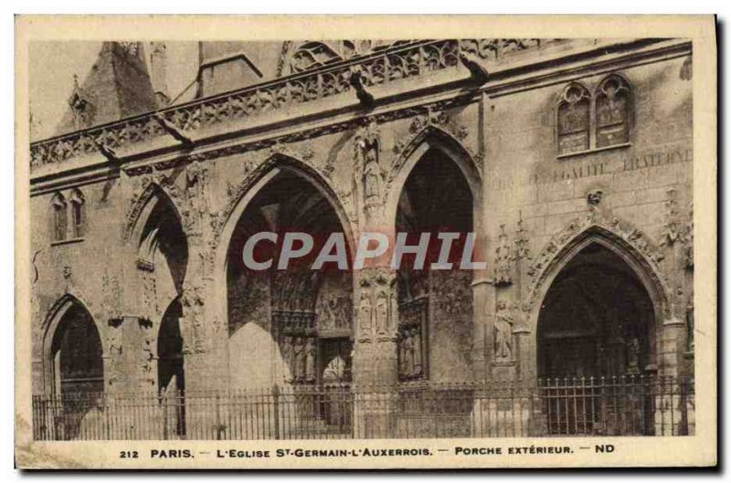 Old Postcard Paris L & # 39Eglise St Germain l & # 39Auxerrois Porch Outdoor