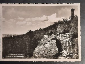 Postcard German Dorf Schneeberg Gasthof Grenbause Aussichtsturm Zittau Mountains