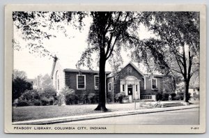 Columbia City IN Indiana Peabody Library Postcard A41