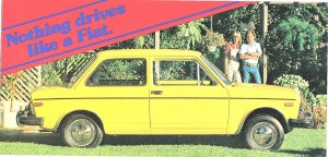 Vintage 1970s Fiat 128 2-Door Sedan Advertising Postcard