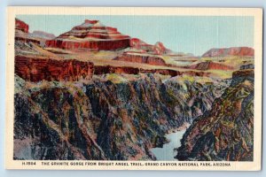 Grand Canyon National Park Arizona AZ Postcard Granite Gorge Bright Angel c1940