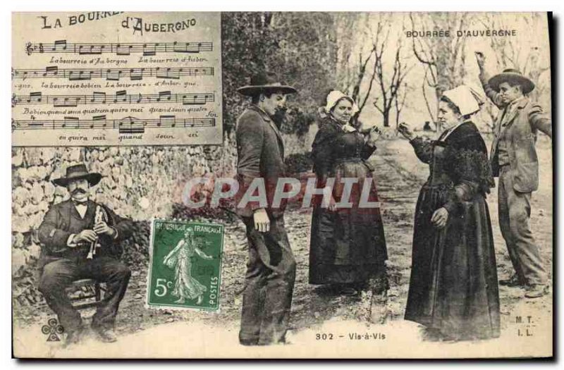 Old Postcard Folklore Bourreio of Auberono Auvergne Bourree