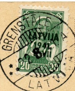 182253 LATVIA RIGA 1941 mail stamp overprint occupation