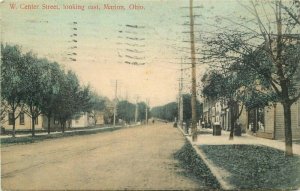 Hand Colored 1910 Marion Ohio W Center Street Postcard Wiant 12748