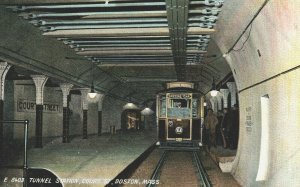 USA Tunnel Station Court Street Boston Massachusetts Train Postcard 03.85