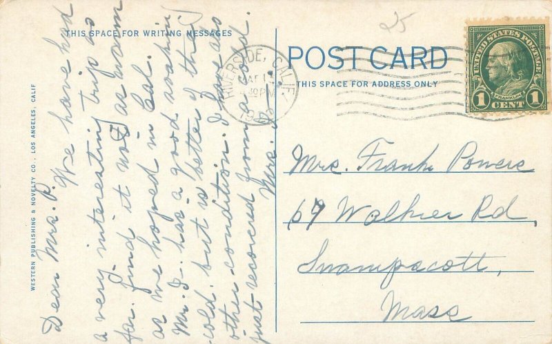 Riverside California Glenwood Mission Inn Court 1929 WB Postcard Used