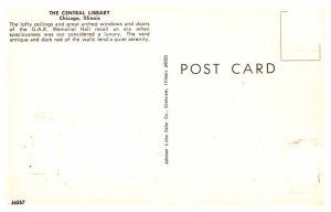 Postcard LIBRARY SCENE Chicago Illinois IL AT0213