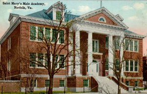 c1910 Saint Mary's Male Academy Building Norfolk Virginia VA Antique Postcard 