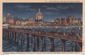ATLANTIC CITY, New Jersey, 1930-1940's; View From Million Dollar Pier By Night