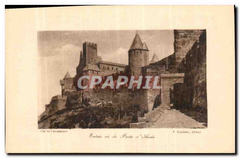 Postcard Old Cite Carcassonne Porte d'Aude Entree