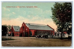 c1910's Animal House At Forest Park Springfield Massachusetts MA Cars Postcard