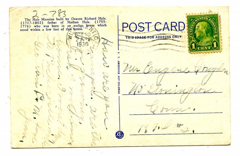 CT - South Coventry. Nathan Hale Birthplace