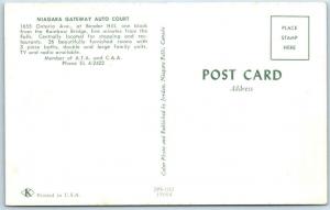 NIAGARA FALLS Ontario Canada NIAGARA GATEWAY AUTO COURT c1950s Roadside Postcard