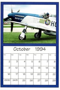 Calendar Card October 1994 Airplanes AirShow '94 North American P-51 Mus...