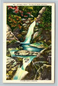 Scenic Mount Mitchell Falls In Western NC-North Carolina, Linen Postcard