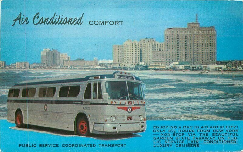 Atlantic City New Jersey 1950s Bus NYC Air Cruiser Postcard 22-1979