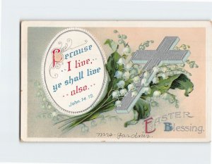 Postcard Easter Greeting Card with Bible Verse and Easter Embossed Art Print