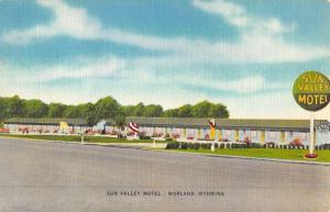 Worland Wyoming Sun Valley Motel Street View Antique Postcard K50945