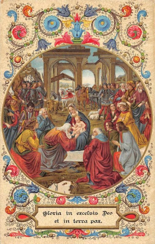 ITALY MADONNA & BABY JESUS MAGI RELIGIOUS E. SBORGI EMBOSSED POSTCARD (c. 1910)