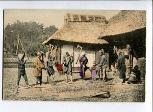 415594 JAPAN Yokohama crop processing Vintage tinted postcard