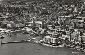 NEUCHATEL SWITZERLAND~1960s AERIAL PHOTO POSTCARD