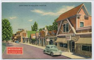 Main Street Hollister Missouri linen postcard