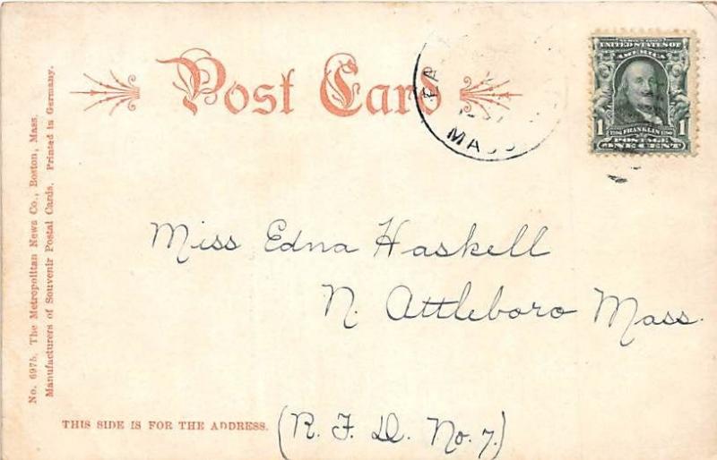 BROCKTON MA HIGH SCHOOL UDB POSTCARD c1907