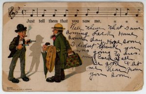 1905 A Yerkes Paul Dresser Just Tell Guns Stick Up Robbery Music Notes Postcard