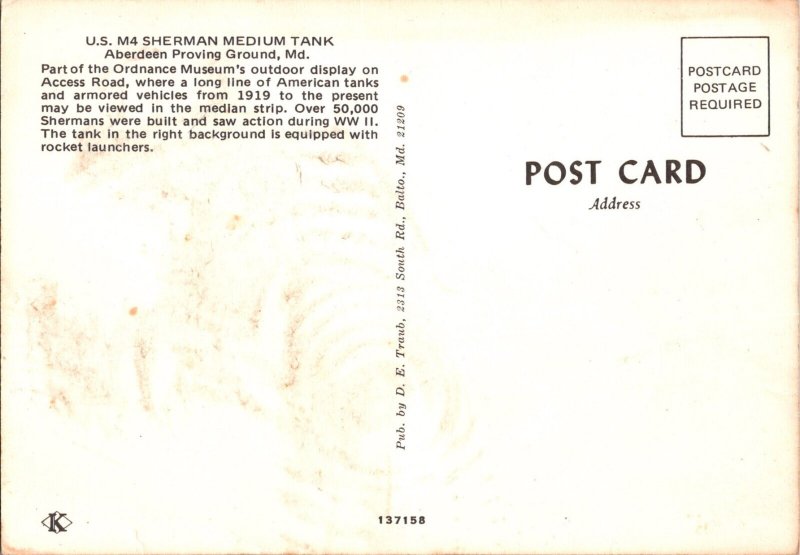 Aberdeen Proving Ground, Maryland Continental Postcard CA5