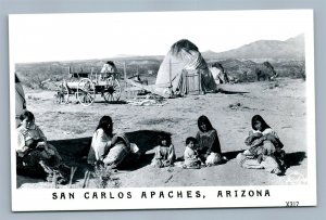 AMERICAN INDIAN SAN CARLOS APACHES ARIZONA VINTAGE REAL PHOTO POSTCARD RPPC