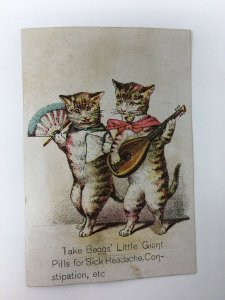 BEGGS Family Medicine Victorian Trade Card Anthropomorphic Cats Lute Guitar