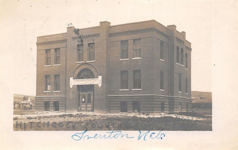 Trenton Nebraska~Hitchcock County Court House~b1906~Wagon~1911 RPPC 