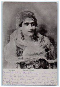 c1940's Turkish Woman Wearing Mesh Smyrna İzmir Province Turkey Postcard