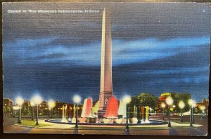 Vintage Postcard 1939 Obelisk, War Memorial, Indianapolis, Indiana (IN)