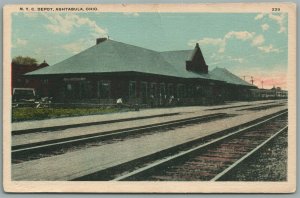 ASHTABULA OH RAILROAD STATION RAILWAY TRAIN DEPOT ANTIQUE POSTCARD