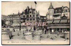 Old Postcard Trouville Beach and paris street